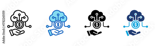 Cloud Finance Icon Multi Style Vector Illustration