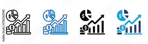 Business Growth Icon Multi Style Vector Illustration