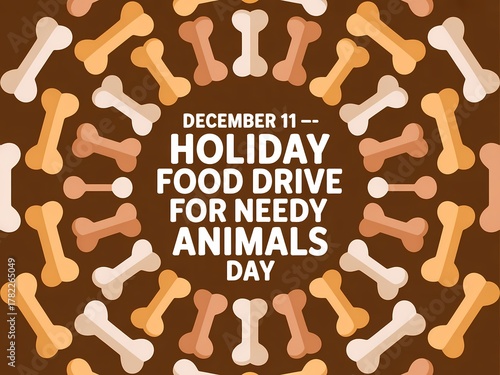Holiday food drive for needy animals day on december eleventh celebrated with bone decorations