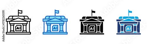 Ai Parliament Icon Multi Style Vector Illustration