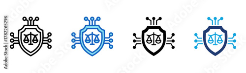Cyber Law Icon Multi Style Vector Illustration