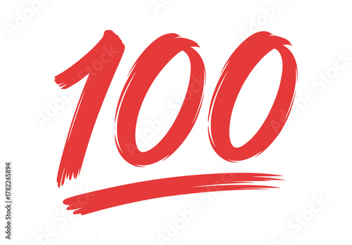 Red 100 Percent Score Emoji Graphic: Perfect, Success, Full Marks, and Excellent Vector.