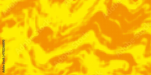 Abstract futuristic halftone pattern. Comic background. Dotted backdrop with circles, dots, point large scale. Design element for web banners, posters, cards, wallpapers, sites. Yellow, orange color