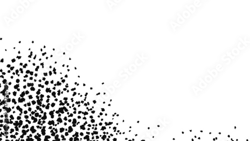 Dense cluster of black dots on a transparent background isolated on transparent background, forming an organic, textured pattern isolated on transparent background