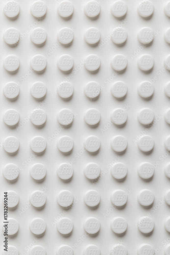 Naklejka premium White LEGO Baseplate Top View Seamless Pattern