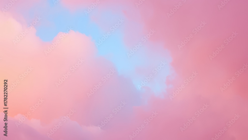 Obraz premium Pastel sky with soft clouds in pink and blue hues, a dreamy background