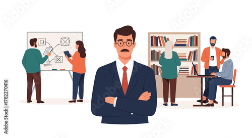 Business team collaboration and strategic planning in a modern office environment