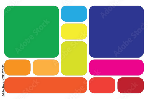 Colorful Mosaic of Rounded Rectangles - Abstract Vector Design for Backgrounds, Infographics and Creative Projects