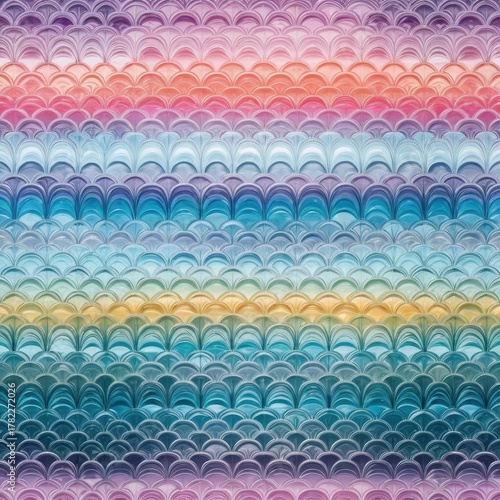 Colorful Scaled Pattern with Vibrant Gradient and Glossy Finish Evoking Oceanic Vibes