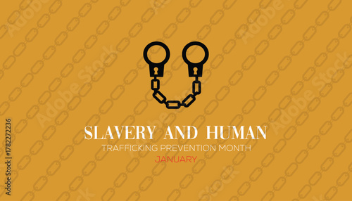 Slavery and Human Trafficking Prevention Month observed each year during January. People Awareness  concept . Vector template for banner, greeting card, poster with background.
