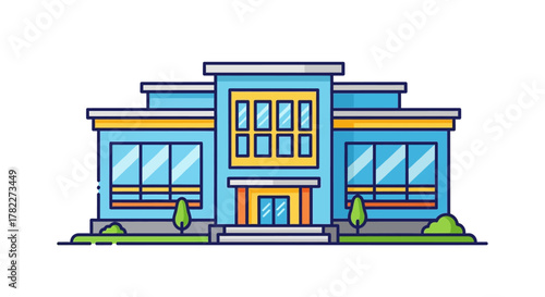 Elegant Public Building Illustration Modern Architectural Design