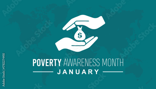 Vector illustration on the theme of Poverty Awareness Month observed each year during January. banner, Holiday, poster, card and background design.