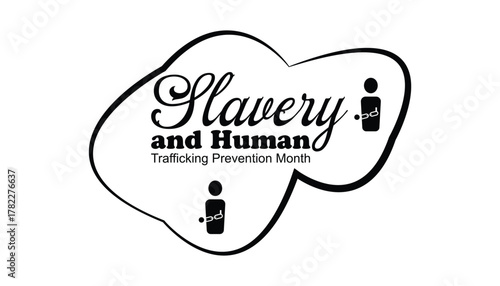 Slavery and Human Trafficking Prevention Month observed each year during January. People Awareness  concept . Vector template for banner, greeting card, poster with background.