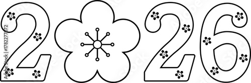 2026 Chinese New Year Decorative Numbers outline.
2026 Festive Typography coloring page and template isolated.
Transparent Background .
