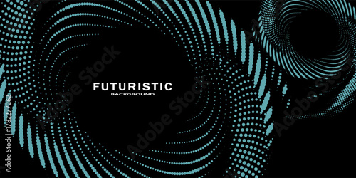 3D blue techno background. Big data visualization on dark space with dotted lines shape effect decoration. Modern graphic design element dots circle style concept for flyer, card, or brochure cover