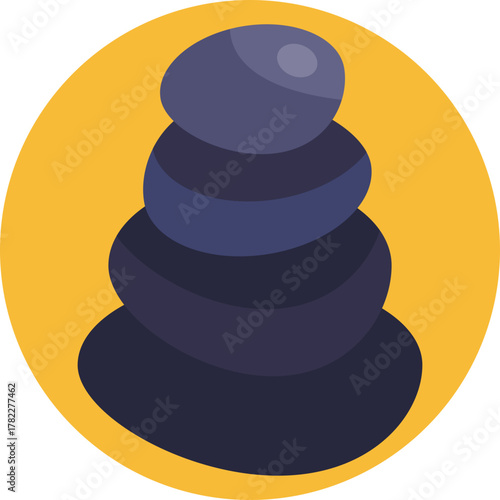 A stack of smooth stones arranged in balance, symbolizing harmony, stability, and mindfulness in yoga practice.