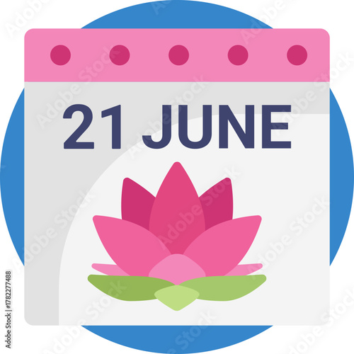A calendar highlighting June 21st, the official date of International Day of Yoga.