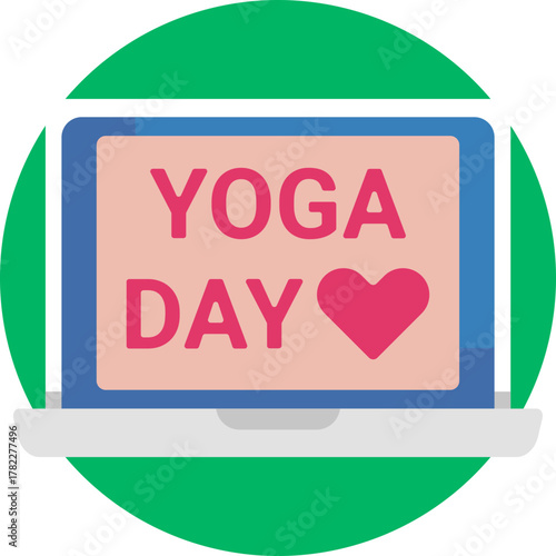 Represents virtual yoga classes or online yoga sessions held for International Day of Yoga.