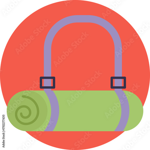 A rolled-up mat used for practicing yoga poses and exercises.