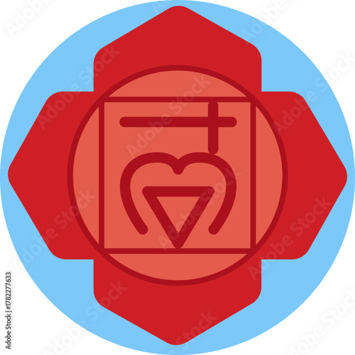 Root Chakra Symbol – Represents stability, grounding, and foundational energy in yoga and meditation practices.