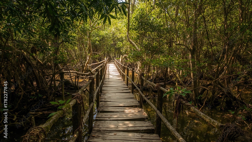 Fototapeta premium Mangrove swamp with a precarious crossing