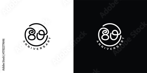 80th anniversary logo design template.	