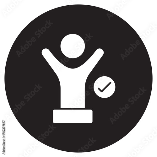 Hand Holding Trophy Medal icon, Champion Victory Trophy, Achievement Award Trophy, Winner Recognition Medal, Success Celebration Trophy, vector