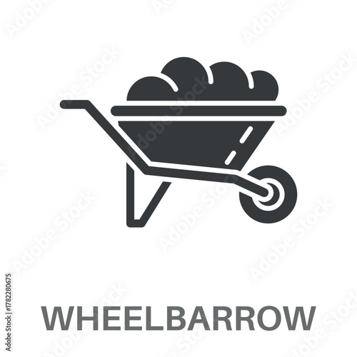 Wheelbarrow Simple Style Glyph Design Vector 