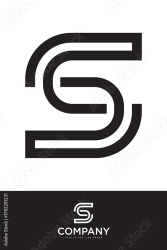 Letter S Stencil Cut Line Composition Vector Logo Art