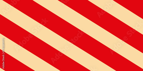 Festive vector pattern, сhristmas background illustration with diagonal stripes in red and cream-beige colors in Candy Cane style. 