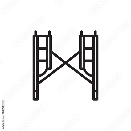 Scaffolding icon symbolizing temporary worksites and elevated access, representing modern construction safety, specialized structural support systems, and site logistics planning.
