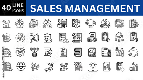 Sales management editable line icon collection. Vector illustration collection 