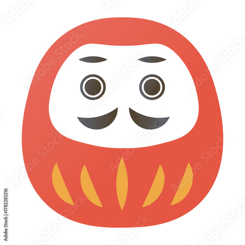 Red Daruma Doll – Traditional Japanese Lucky Symbol Illustration