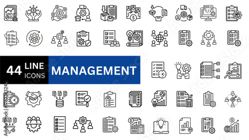 Management line icons set. Management icon collection. Vector illustrator