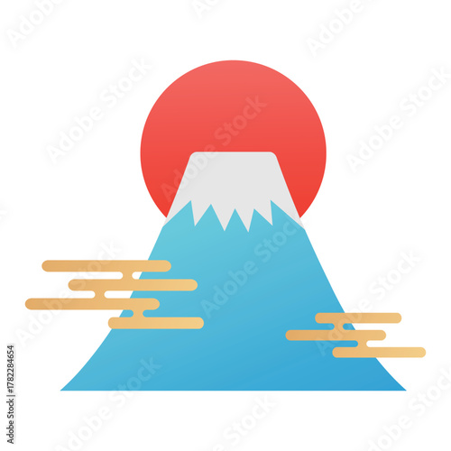 Mt. Fuji and First Sunrise – Traditional Japanese New Year Illustration