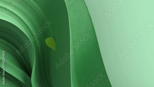 Minimal Eco Abstract Background with Green Waves and Floating Elements for Nature Inspired Designs