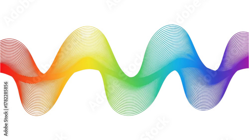 Mesmerizing colorful sinuous line representing a spectrum of vibrant frequencies, ideal for digital art and graphic design