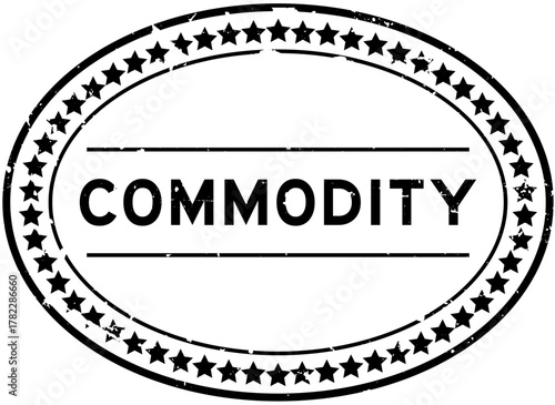 Grunge black commodity word oval rubber seal stamp on white background