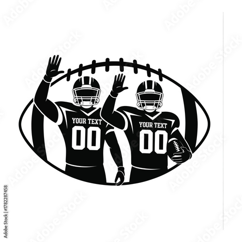 American football team vector illustration of players in action pose