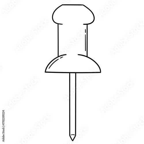 Hand-drawn doodle push pin on a white background.