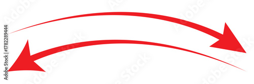 Long Red Curved arrow icon vector. Red long arrow vector. flat style Arrow symbol of an arrow on a white background EPS10