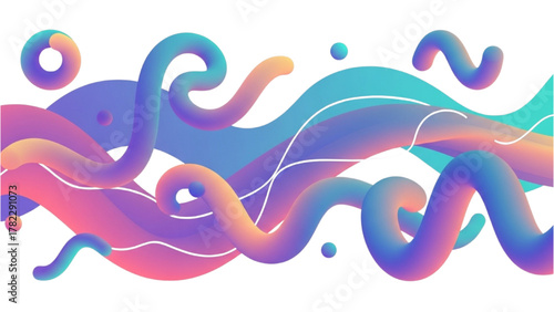 Abstract 3D Fluid Shape Design Modern Digital Art with Gradient Colors and Curves
