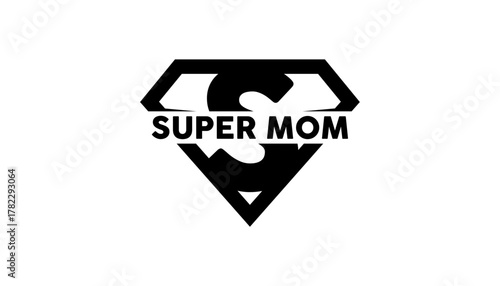 Supermom vector. Super mom. Mother day logo