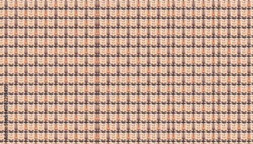 Seamless small geometric 2D illustration pattern in three colors, suitable for textile and fabric use