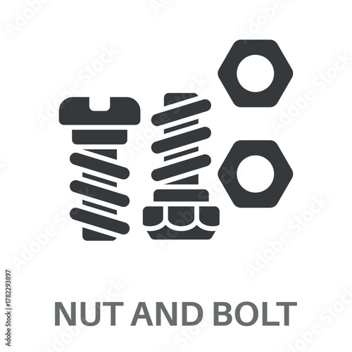 Nut And Bolt Simple Style Glyph Design Vector 