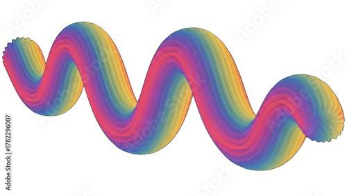 Vibrant three-dimensional abstract spiral with a smooth rainbow gradient creating a mesmerizing visual