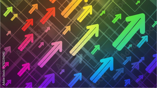 Abstract Background of Colorful Upward Arrows with Subtle Geometric Pattern