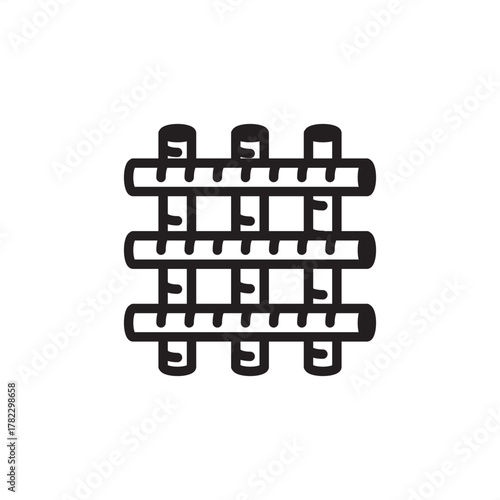 Rebar (Steel Mesh) icon symbolizing concrete reinforcement and structural support, representing modern civil engineering, specialized infrastructure construction materials, and safety systems.
