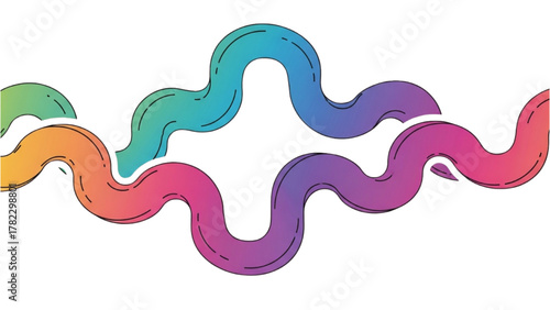Abstract Colorful Wave-like Shapes, Curved Lines Forming a Unique Design