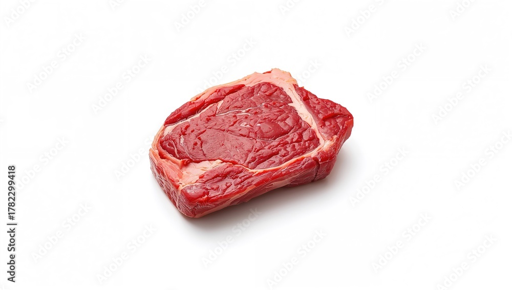 Fototapeta premium Uncooked flesh piece separated on white background